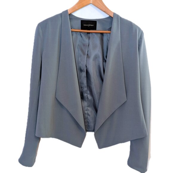 Banana Republic | Blazer Open Drape Front Flyaway Soft Blazer in Gray | Size 6 - Picture 6 of 12